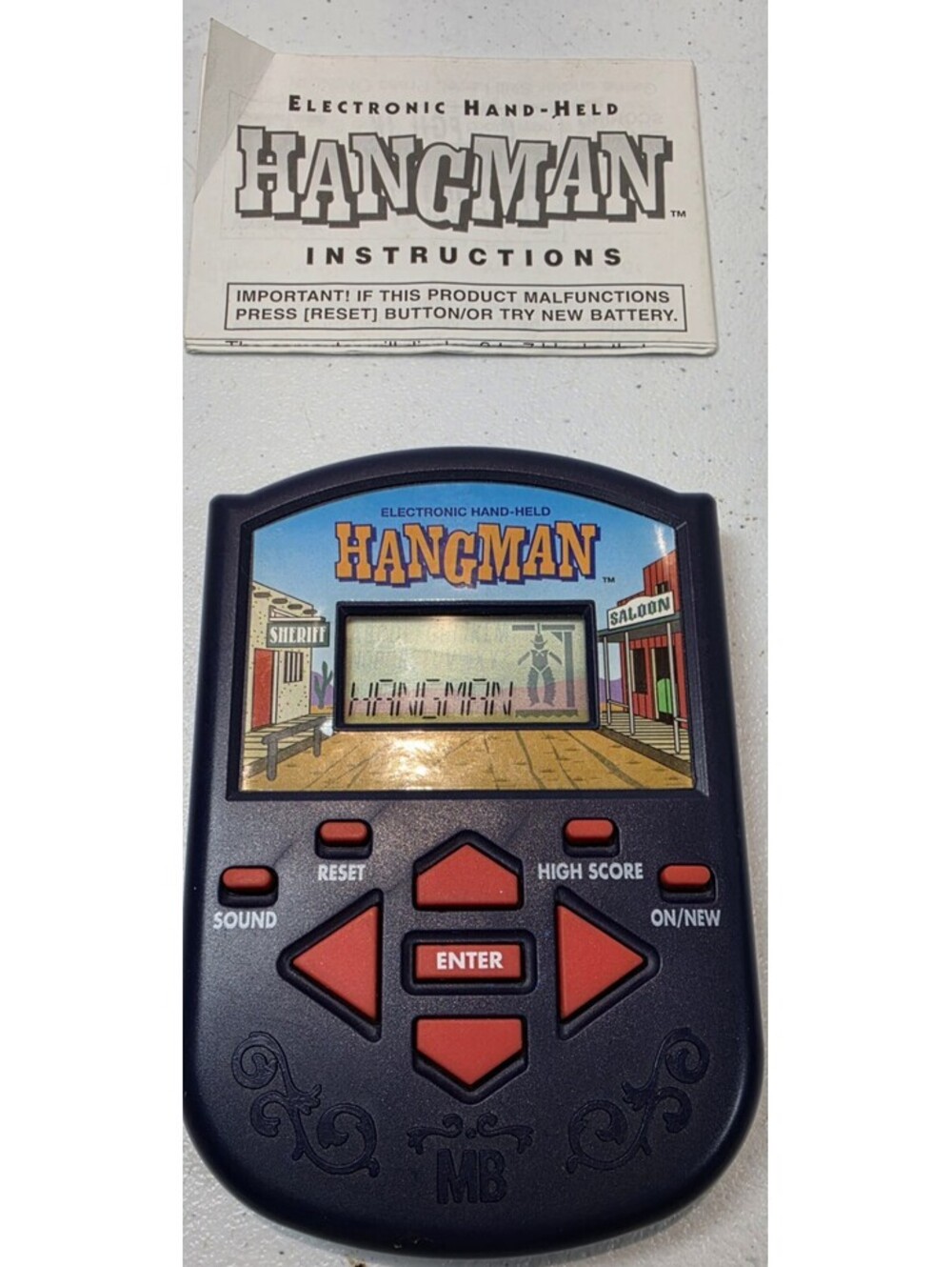Milton Bradley MB Hangman Electronic Handheld Game Vintage 1995 Tested Works